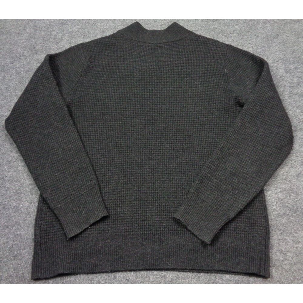 Schott Bros. Wool Blend Waffle Knit Sweater Men's Size M Dark Gray Shawl Collar - Picture 4 of 11